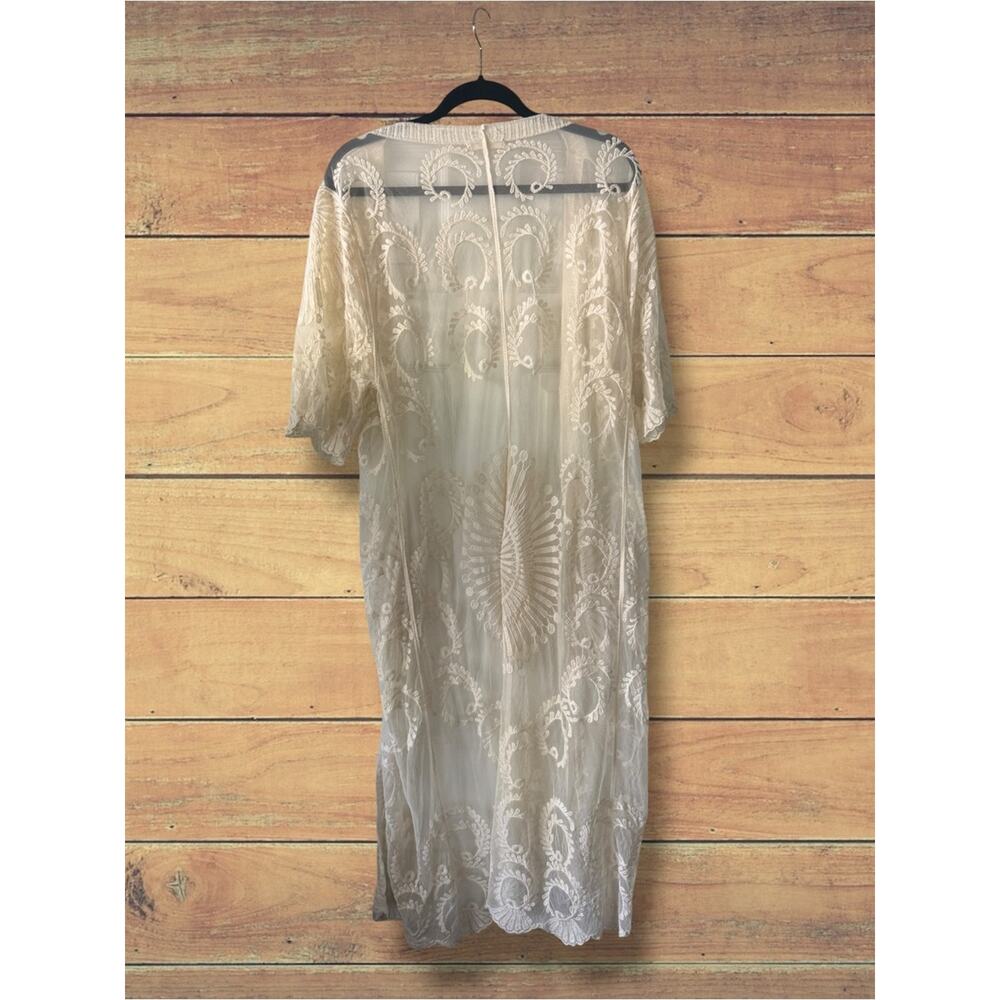 Anthropologie Do Everything in Love embroidered cream white kimono duster, OS - Picture 6 of 8